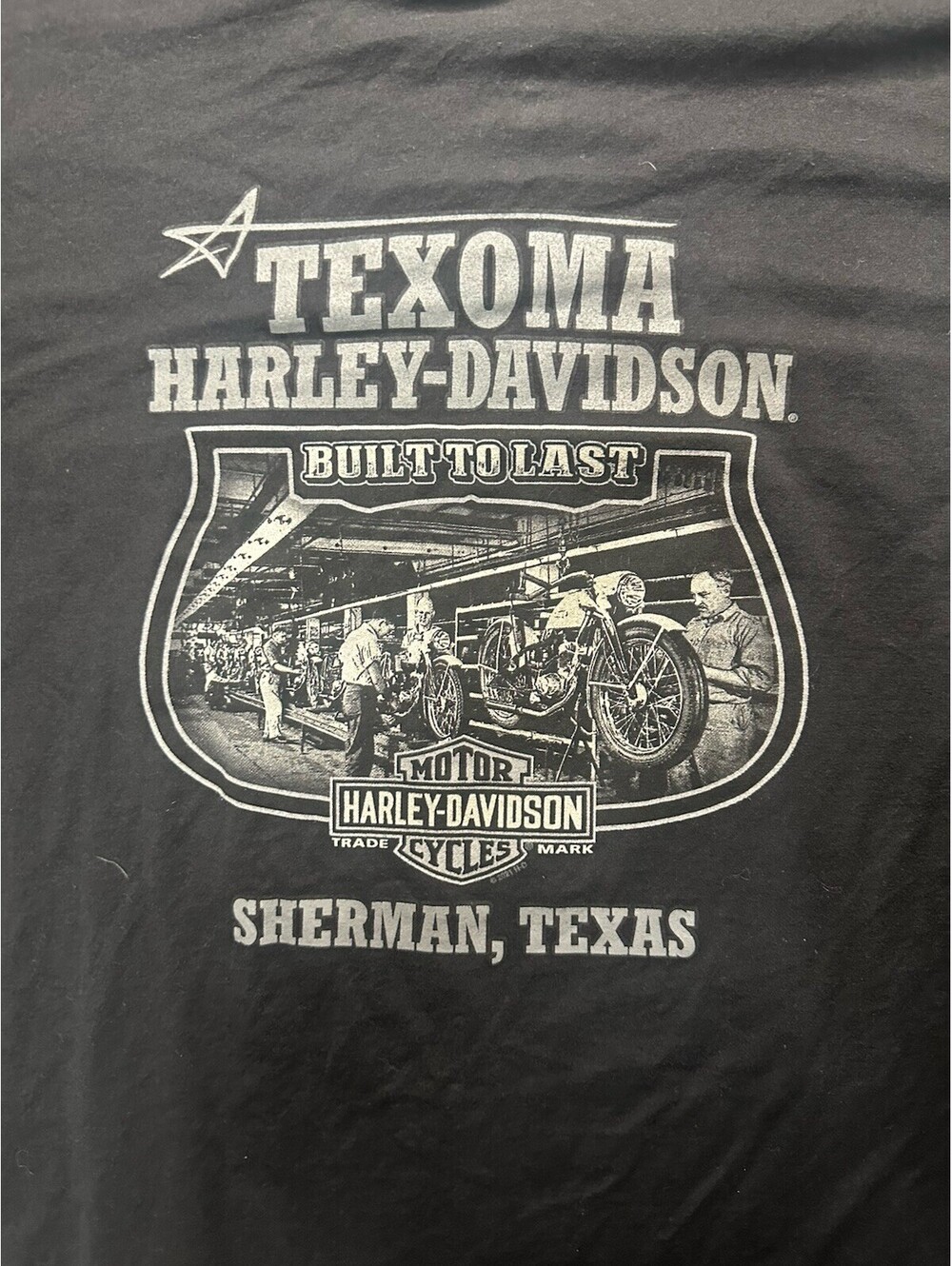 Harley Davidson Texoma Sherman TX Dealer T Shirt Black 2XL Distressed